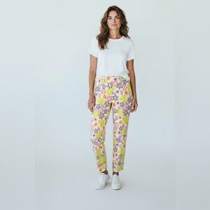 Hanna Andersson Women’s Floral Side Zip Ankle Pants Multi Color Size 12